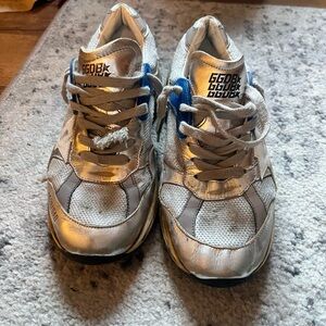 Golden Goose dad sneakers- Metallic Silver and Blue Sneakers